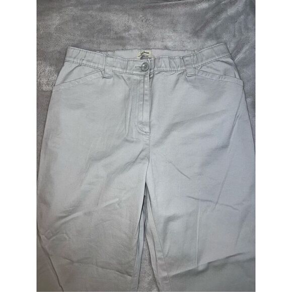 LL Bean Light Gray Straight Leg Stretch Waist Pants 14 - Picture 1 of 8